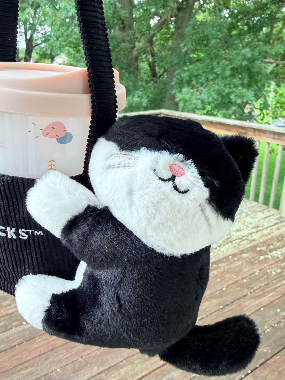 Starbucks Black & White Cat Plush Cup Sleeve Holder – Rare Taiwan - Picture 2 of 4